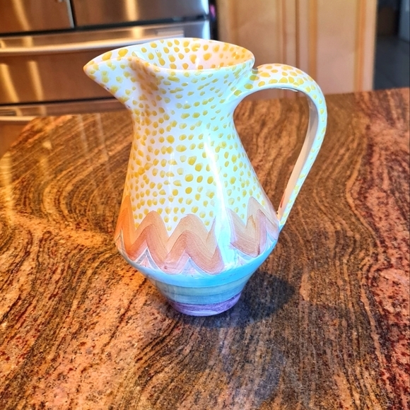 ***SOLD*** Vintage MacKenzie-Childs Red Clay Ceramic Brittany Pitcher - Picture 3 of 10